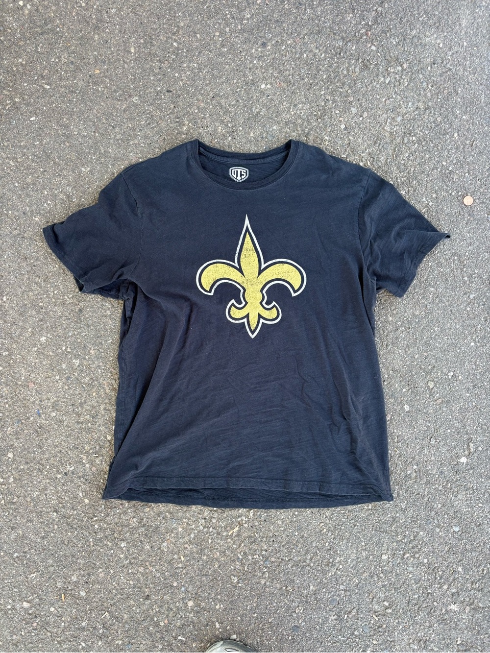 Black Short-Sleeve Tee with Saints Logo